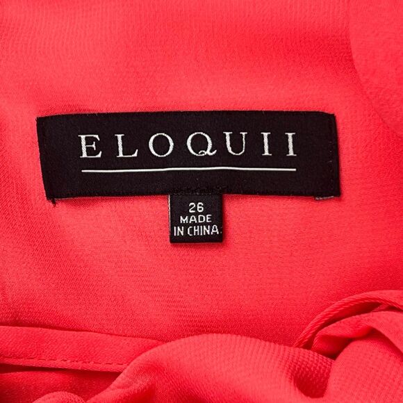 Eloquii Cocktail Dress 26 Pink Flared Sleeves Flowy Adjustable Neckline Dress - Picture 11 of 14